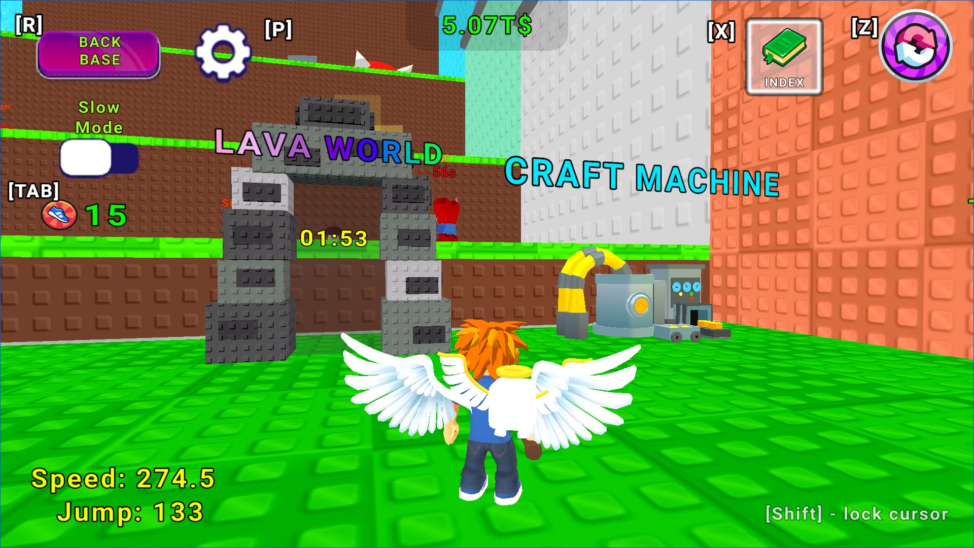 Jump And Run For Brainrot — portals to Lava World and the Craft Machine next to the base